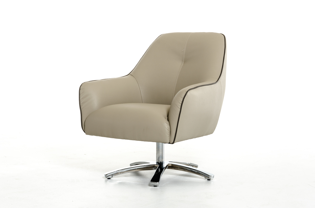 Divani Casa Clover Modern Light Grey and Dark Grey Eco-Leather Lounge Chair