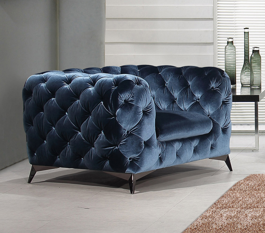 Divani Casa Delilah Modern Blue Fabric Chair