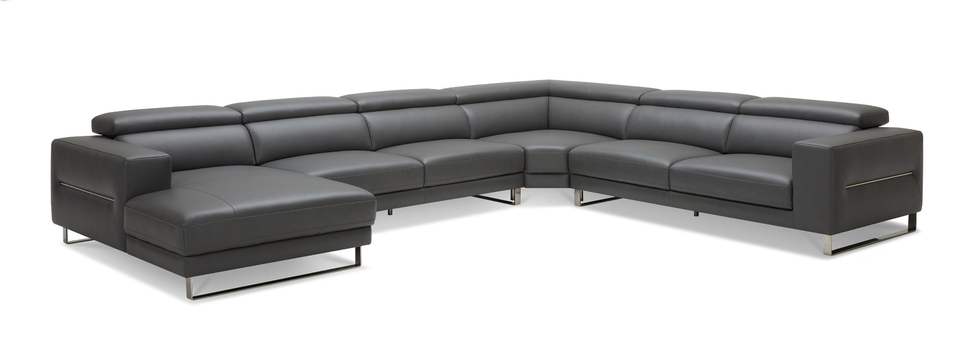 Divani Casa Hawkey – Contemporary Black Leather LAF Chaise Sectional Sofa