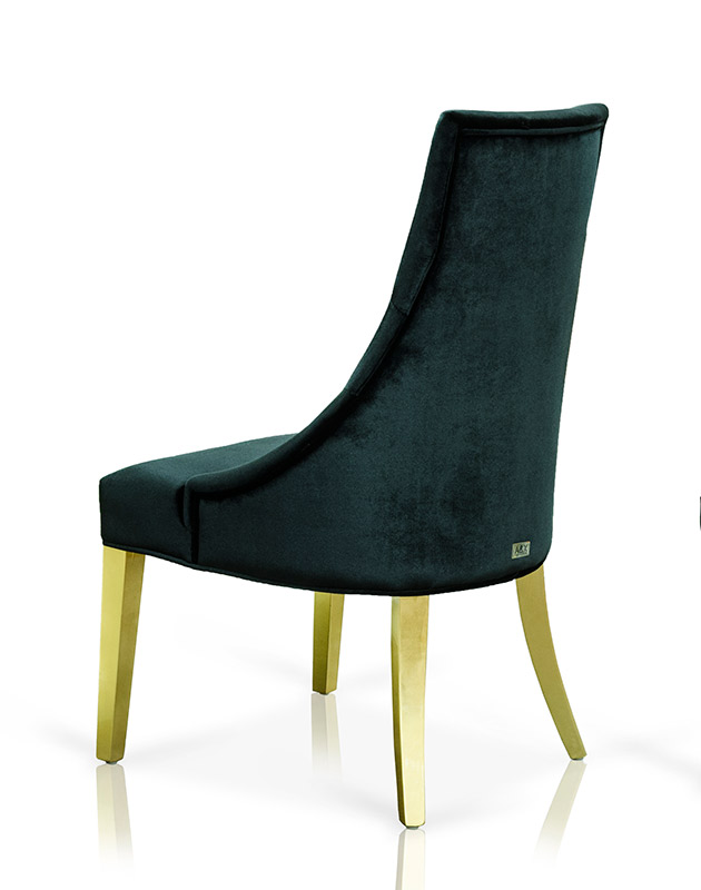 A&X Charlotte Black Velour With Gold Legs Dining Chair