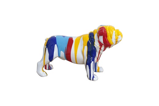 Modrest White Multi Colored Bulldog Sculpture