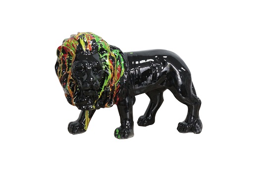 Modrest Black Lion Multi Colored Sculpture