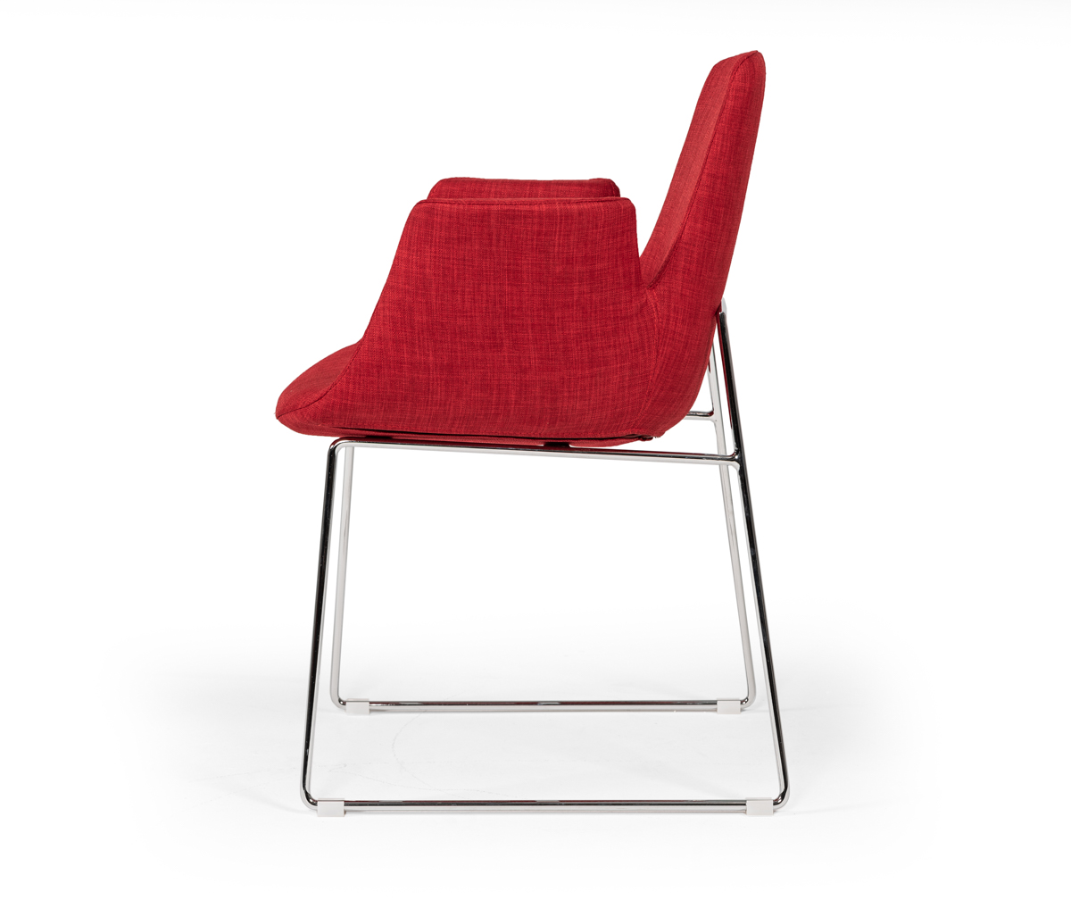 Modrest Altair Mid-Century Red Fabric Dining Chair