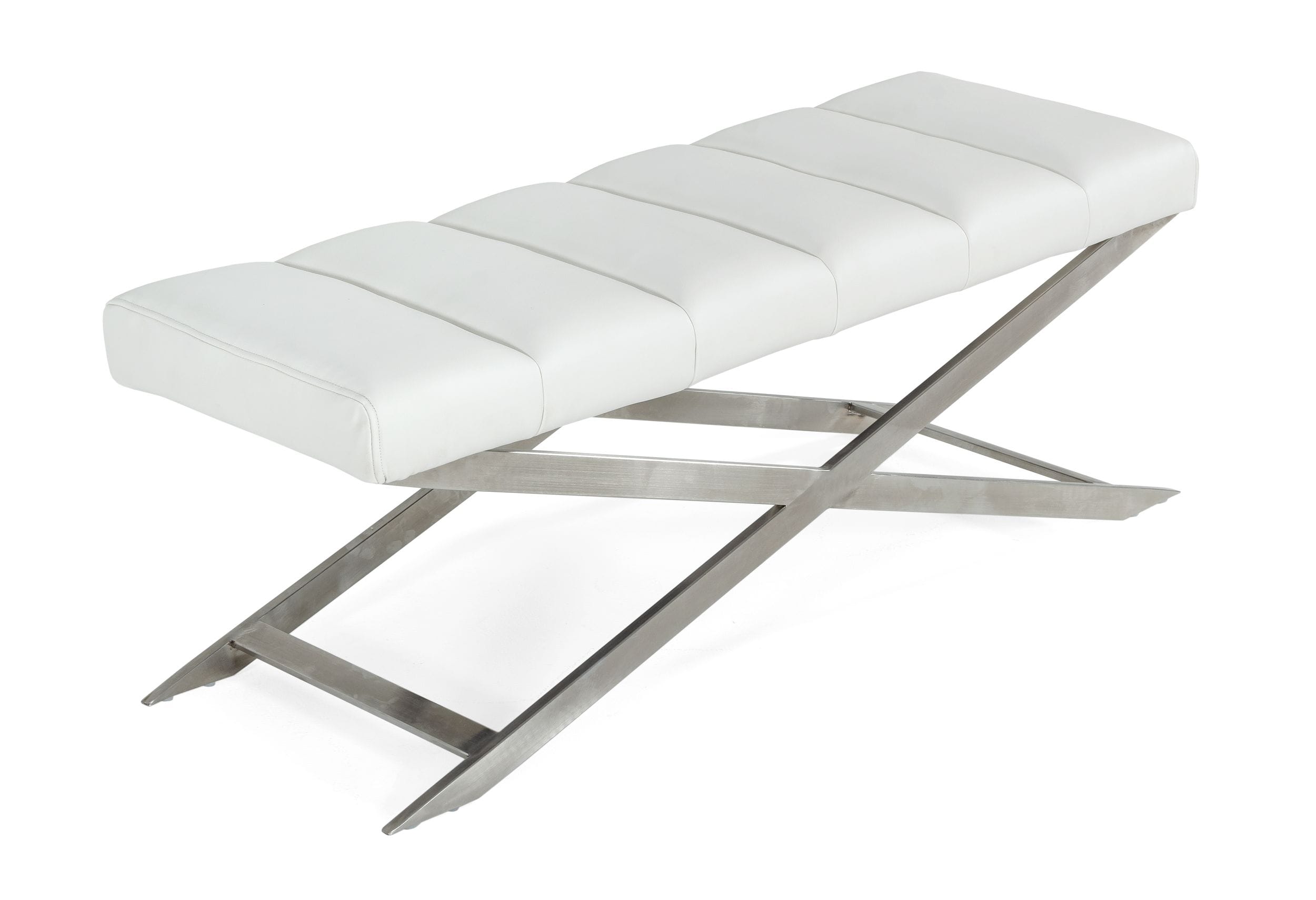 Modrest Xane – Contemporary White & Brushed Stainless Steel Bench