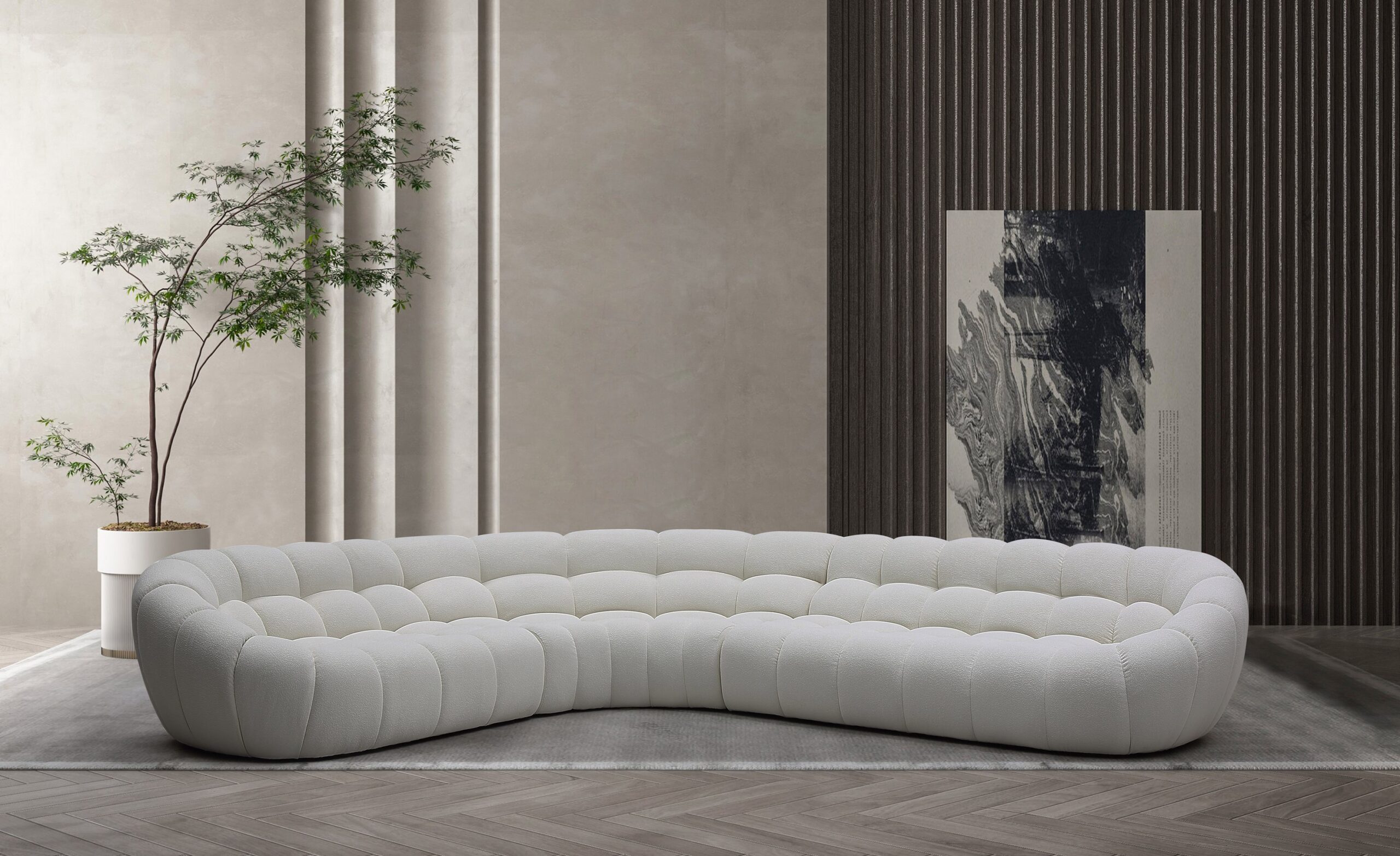 Divani Casa Yolonda – Off-White Fabric Sectional Sofa