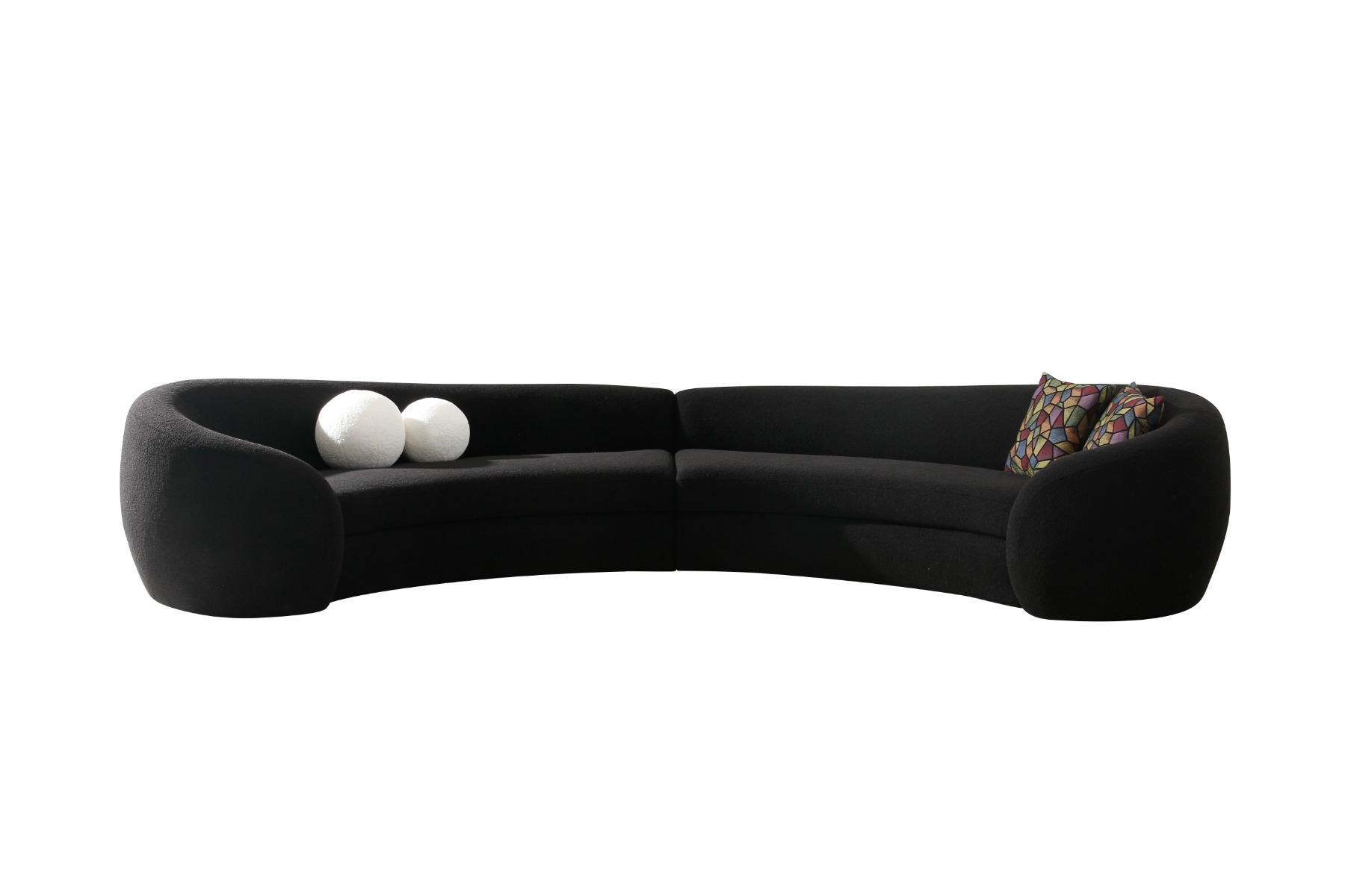 Modrest – Kilmer Modern Black Curved Fabric Sectional Sofa