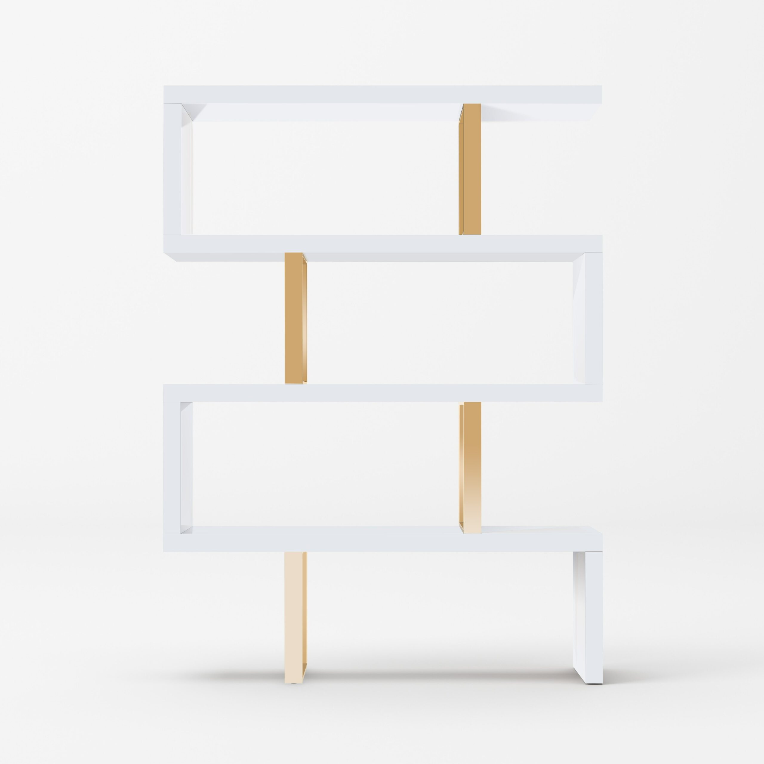 Modrest Maze – Modern White & Gold Bookcase