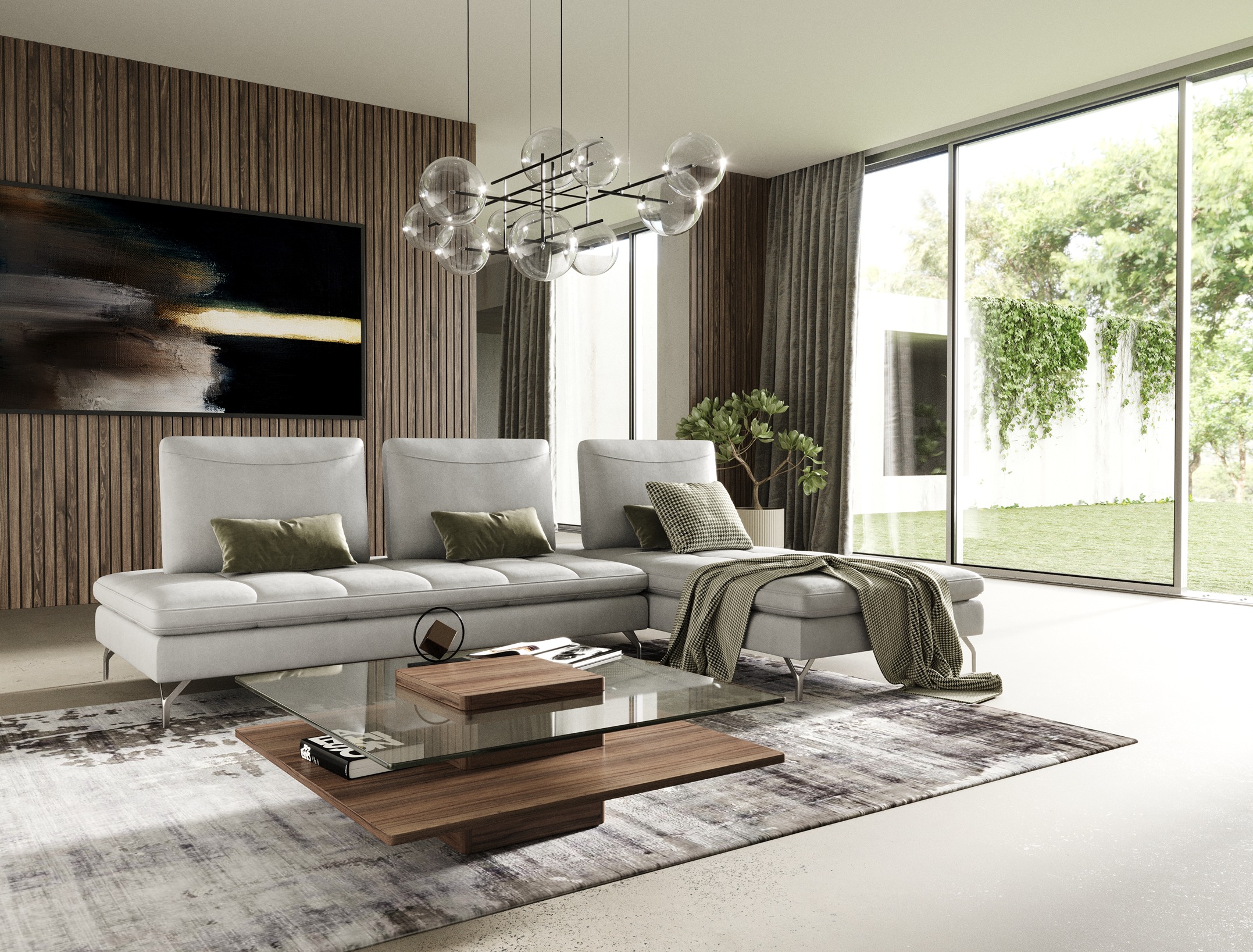 Modrest Bazzar – Italian Right Facing Grey Leather Sectional Sofa