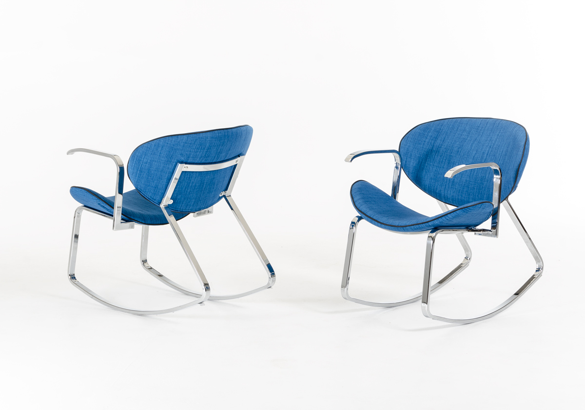 Corvallis – Modern Blue Fabric Rocking Arm Chair (Set of 2)