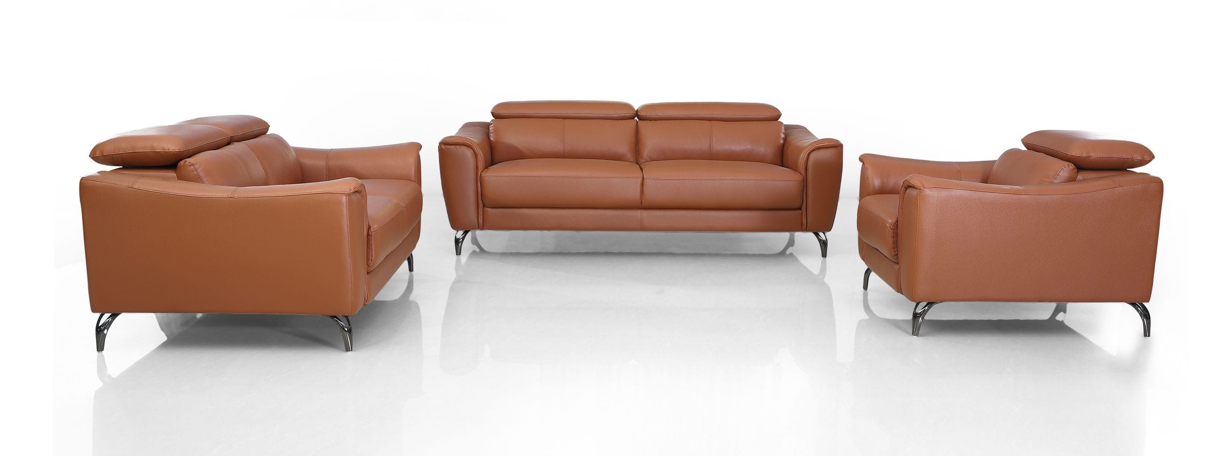 Divani Casa Danis – Modern Cognac Leather Brown Sofa Set