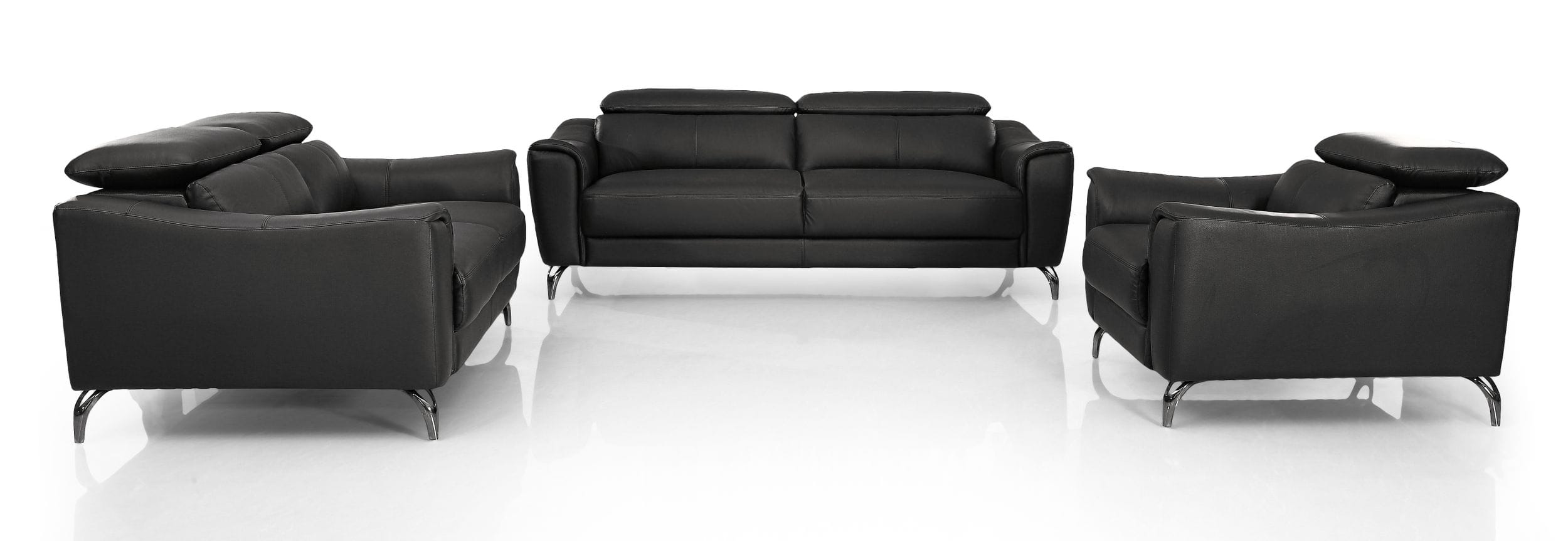 Divani Casa Danis – Modern Black Leather Sofa Set