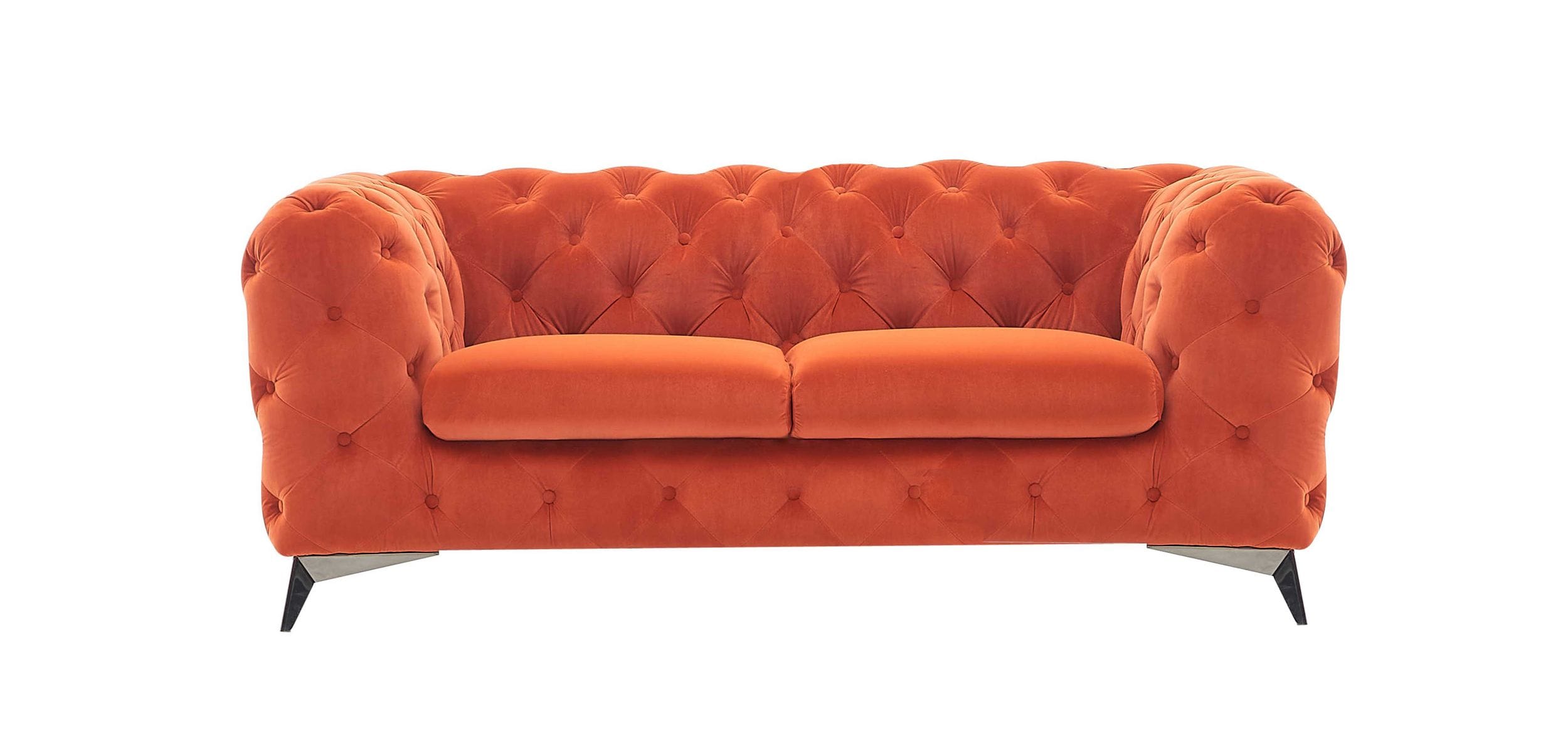 Divani Casa Delilah – Modern Orange Fabric Loveseat