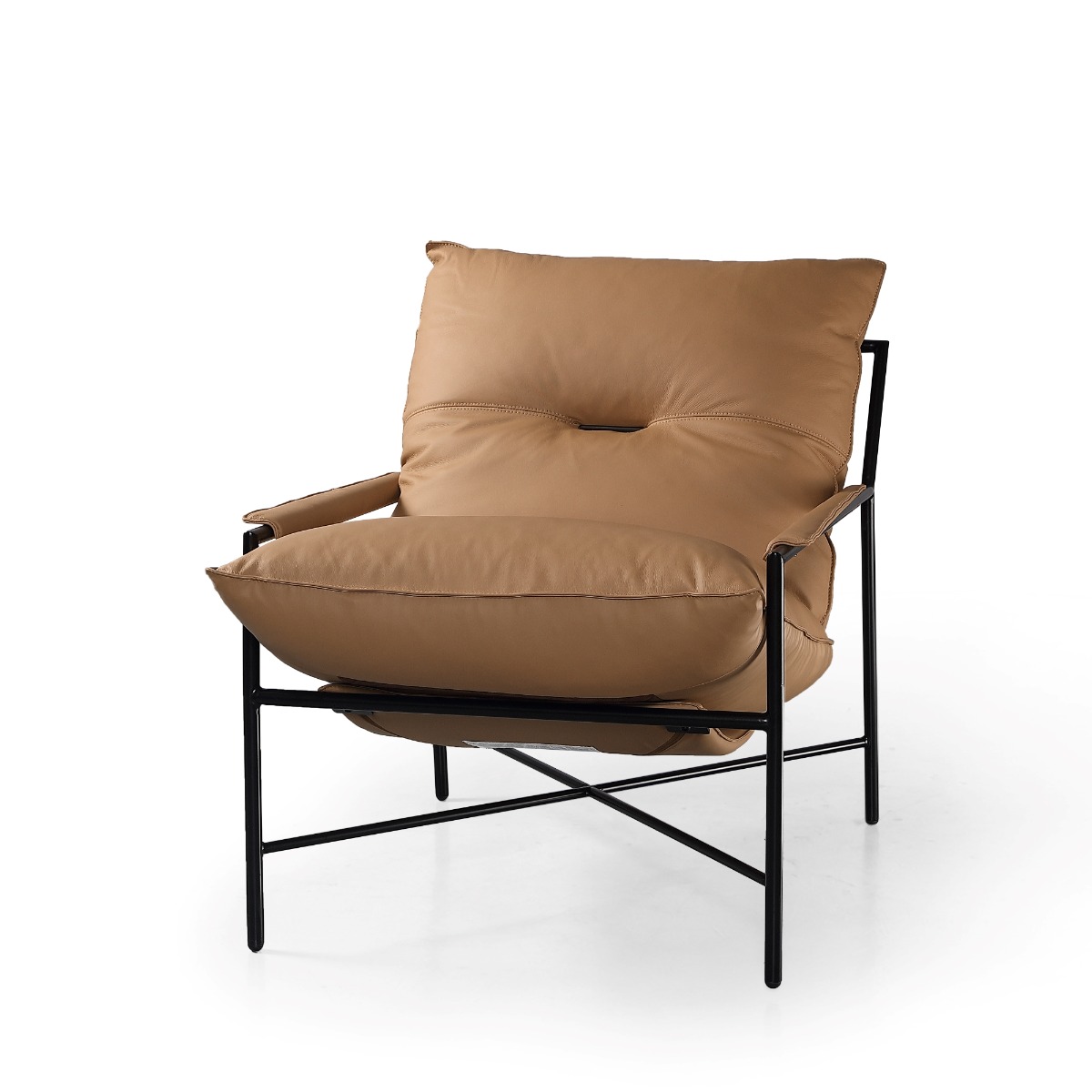 Modrest – Modern Mento Camel Genuine Leather Lounge Chair