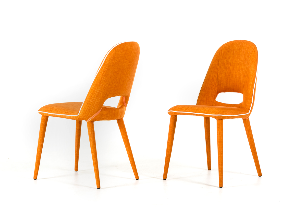 Eugene – Modern Orange Fabric Dining Chair (Set of 2)
