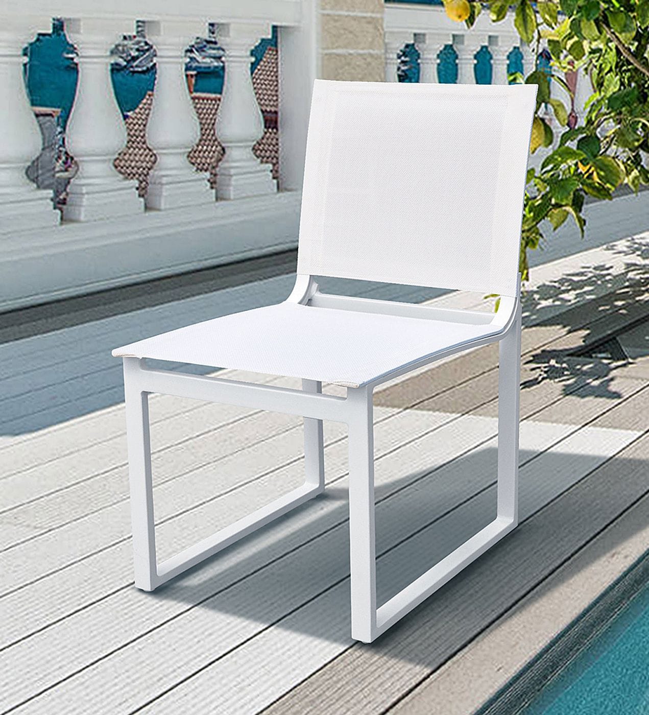 Renava Kayak – Modern Outdoor White Dining Chair (Set of 2)