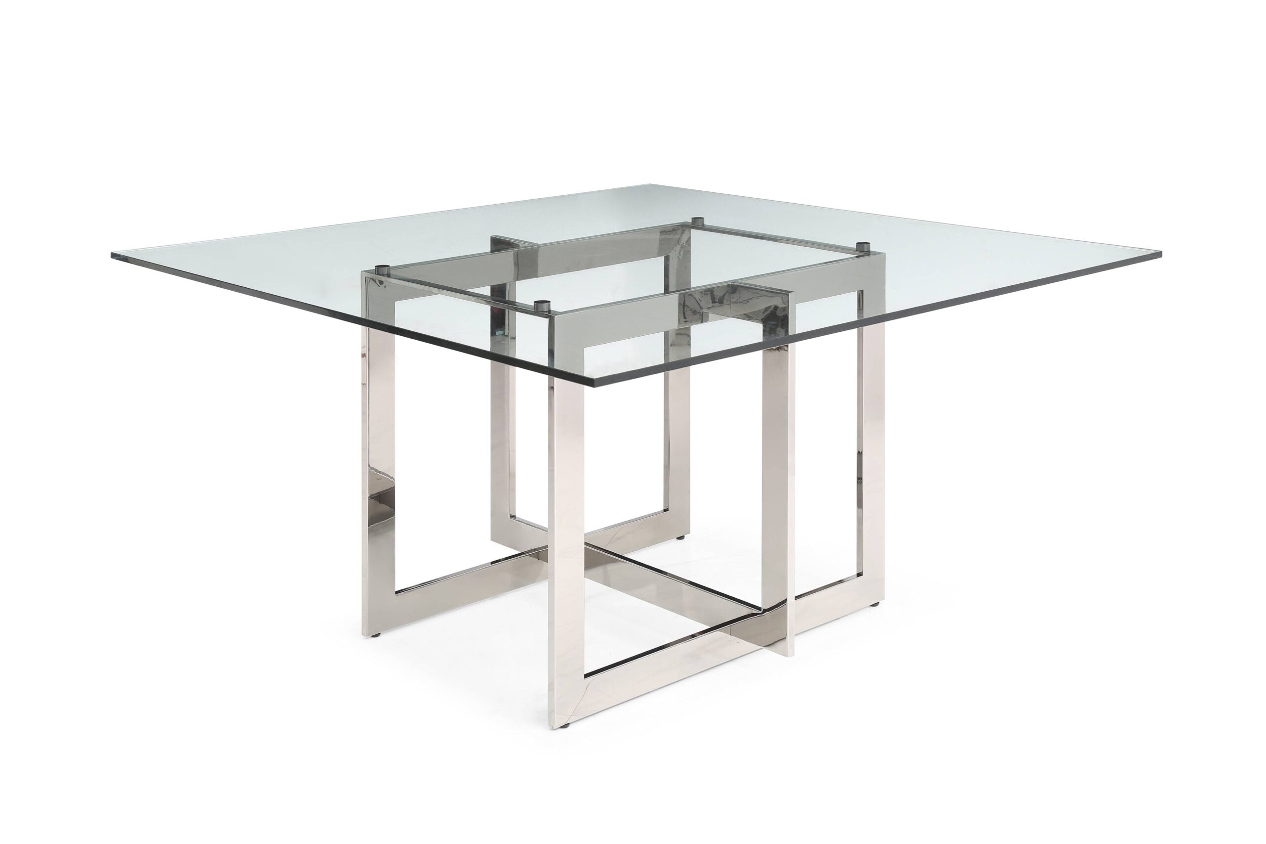 Modrest Keaton – Square Modern Glass + Stainless Steel Dining Table