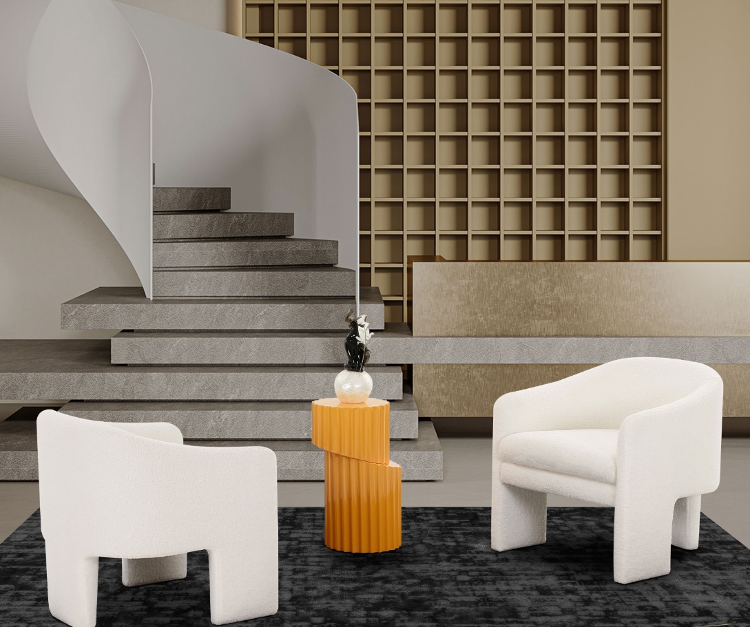 Modrest – Khan Modern Off White Fabric Accent Chair