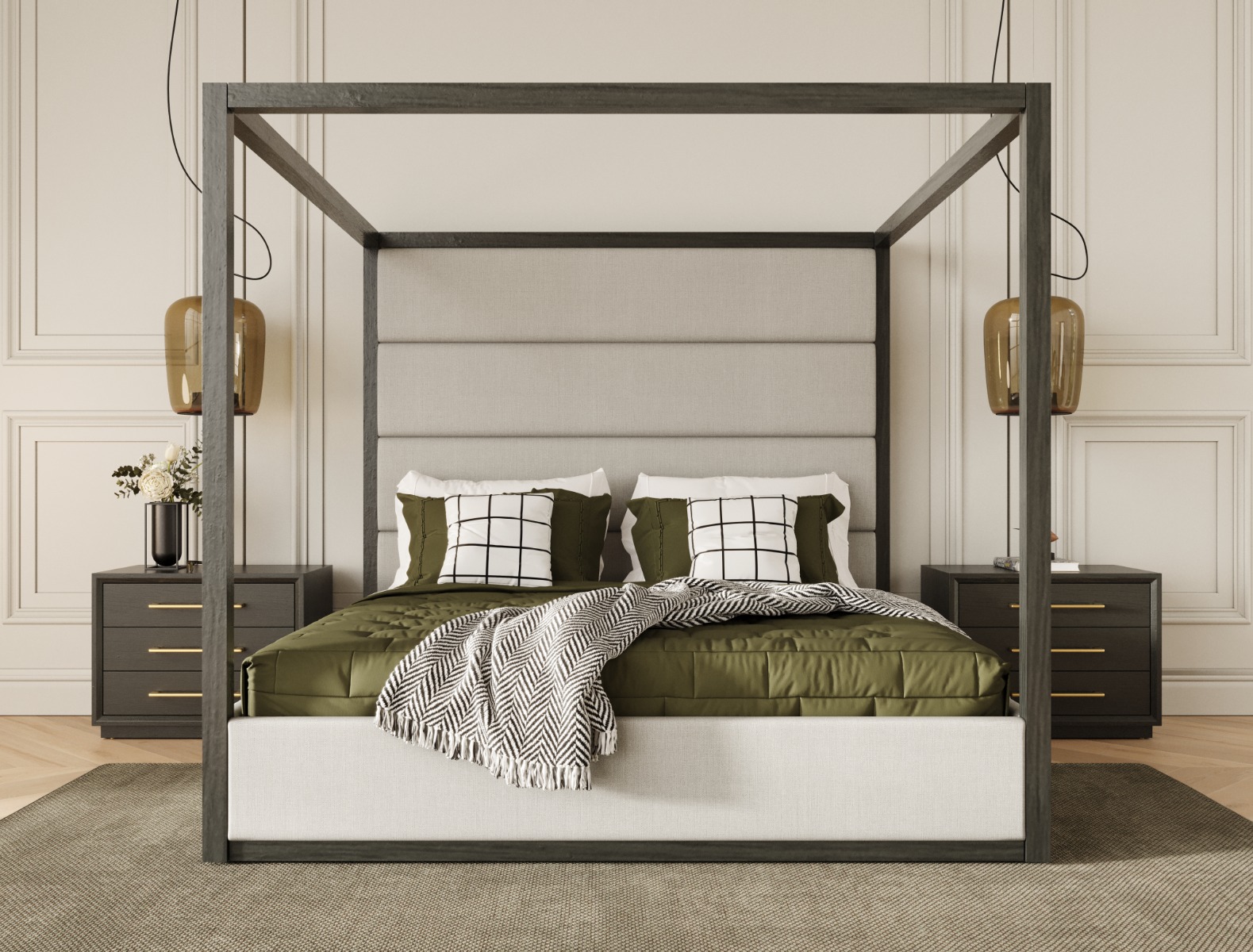 Modrest Manhattan- Contemporary Canopy Grey EK Bedroom Set