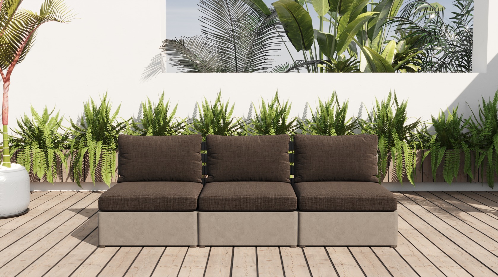 Renava Garza – Outdoor Concrete & Teak Modular Sofa
