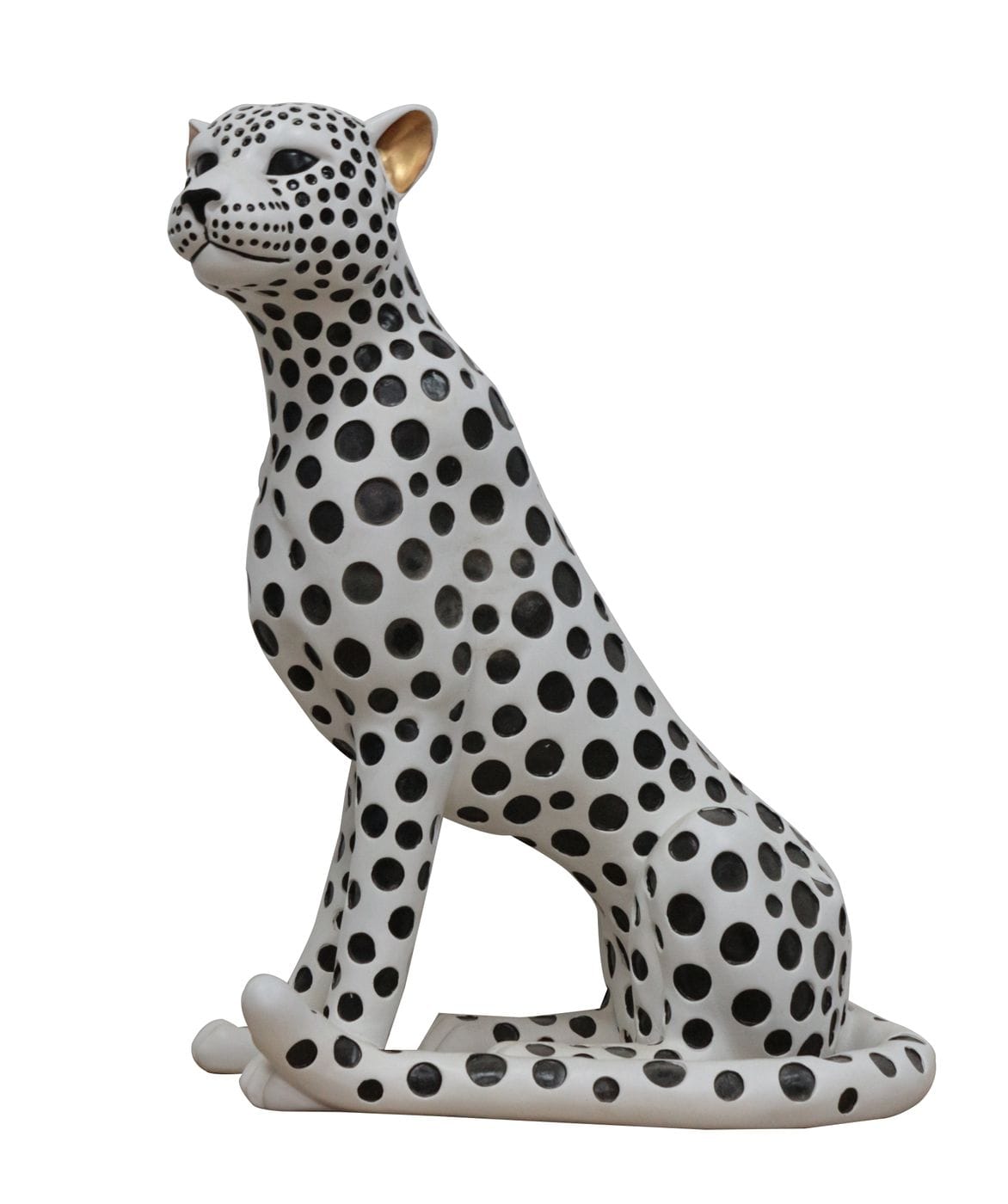 Modrest Snow Leopard – White & Black Sculpture