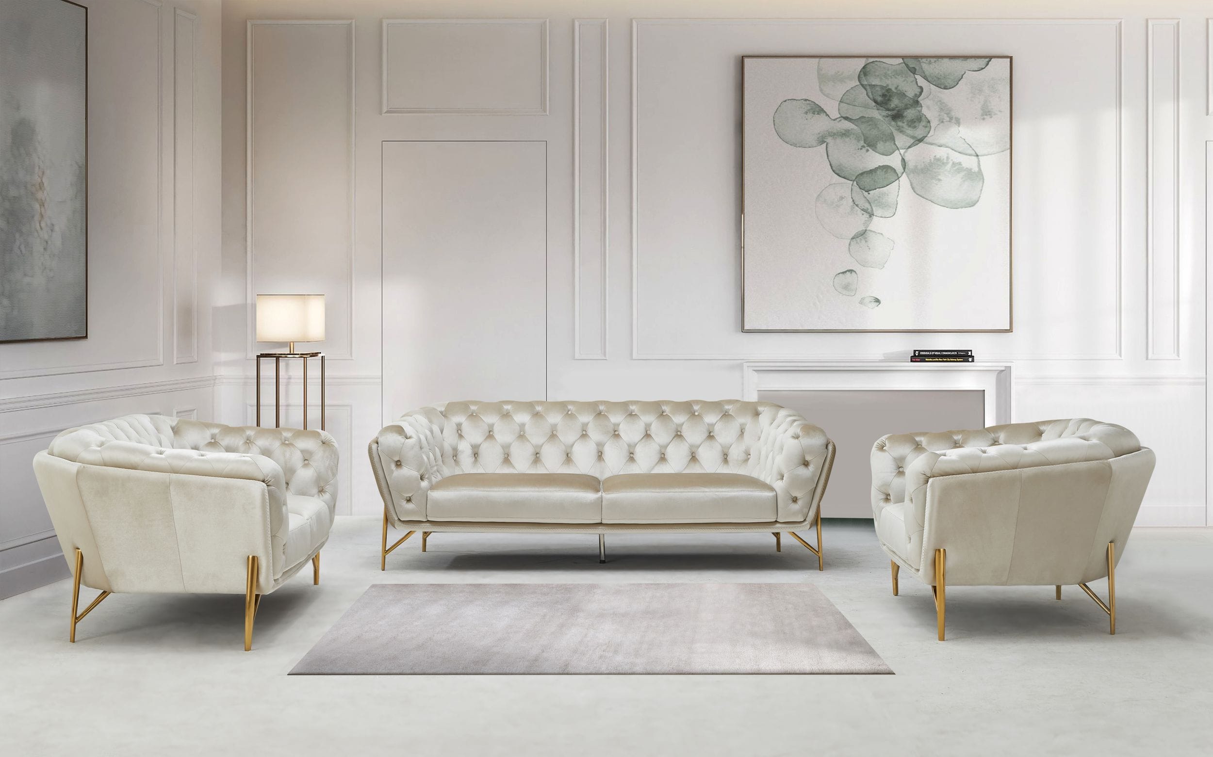 Divani Casa Stella – Transitional Beige Velvet Sofa Set