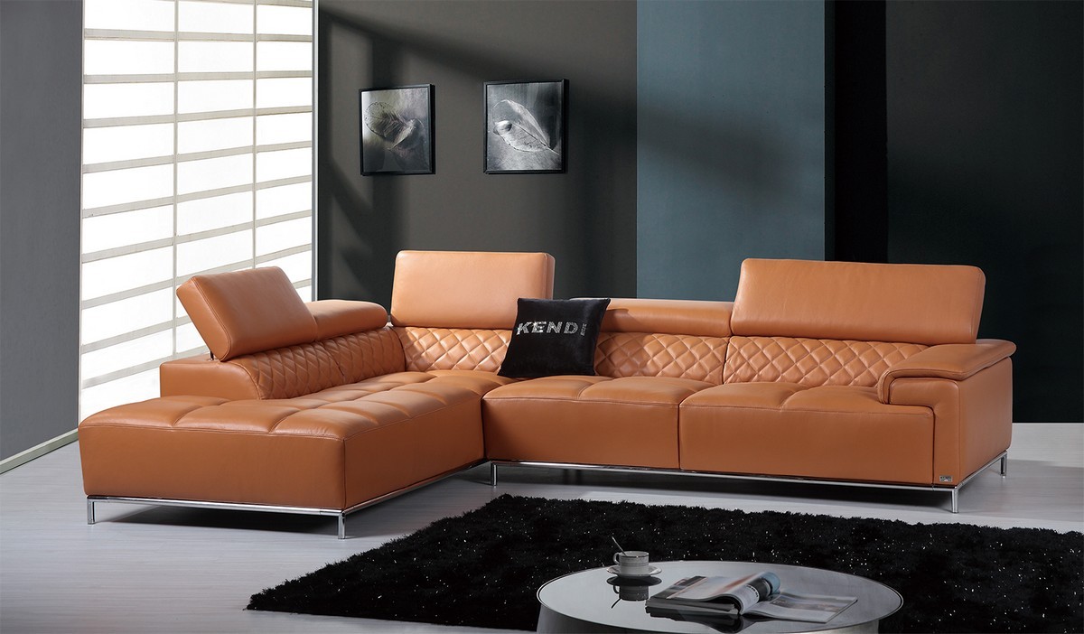 Mini T35 Sectional Sofa Black Leather